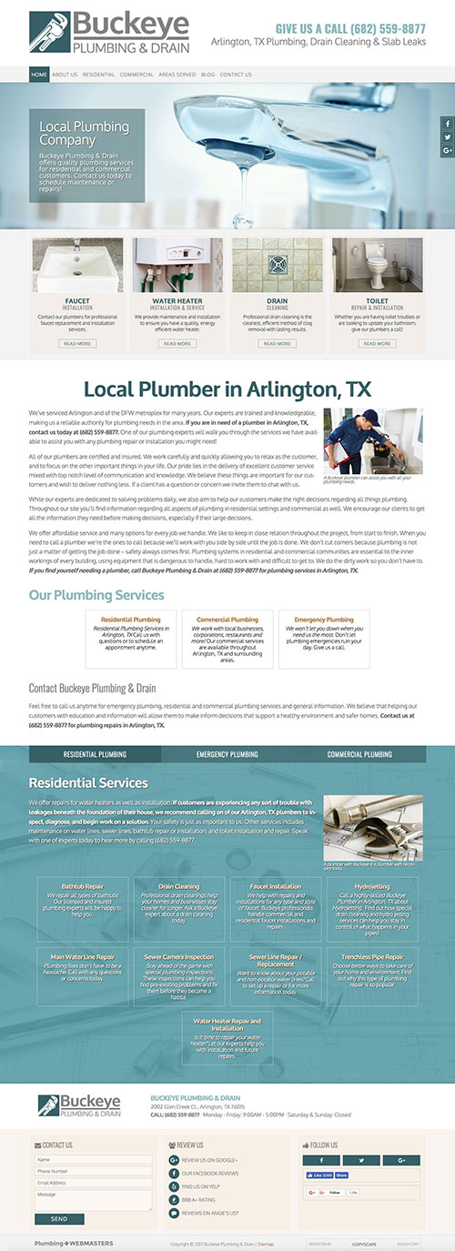 Buckeye Plumbing Home Page Screenshot